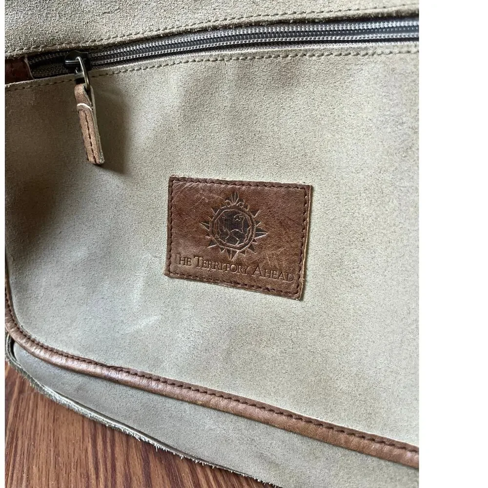 Vintage The Territory Ahead Leather Shoulder Bag Tan Brown Rugged Satchel